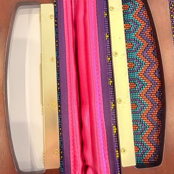 Duro Olowu Rare Beaded Geometric Clutch Wooden Handle Luxury Designer Bag - Picture 6 of 10